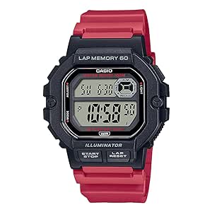 Casio Unisex Resin Digital Gray Dial Watch-Ws-1400H-4Avdf, Band Color-Red