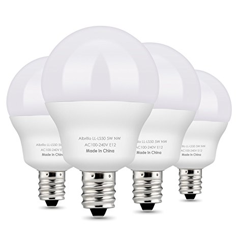 Albrillo E12 Bulb Candelabra LED Bulbs 5W, 40 Watt Equivalent, Natural Daylight 4000K, 4 Pack