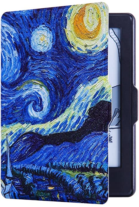 HUASIRU Painting Case for Kindle 8th Gen 2016 (Dimensions 6.3 x 4.5 x 0.36 Inches) ONLY - Cover with Auto Wake/Sleep, Starry Sky