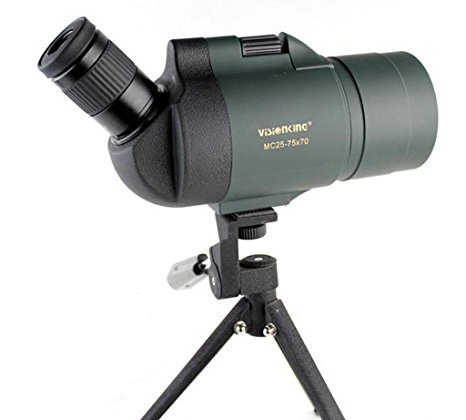 Visionking 25-75x70 Maksutov 100% Waterproof Bak4 Spotting scope w/ Tripod Case Mainly Color Green