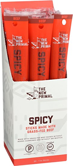 The New Primal – 100% Grass-Fed Beef Stick, Spicy, Pack of 20