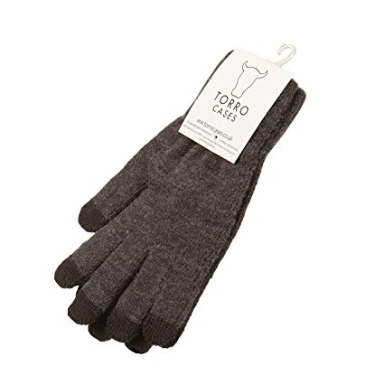 100% Wool Touchscreen Gloves in Charcoal Grey by TORRO