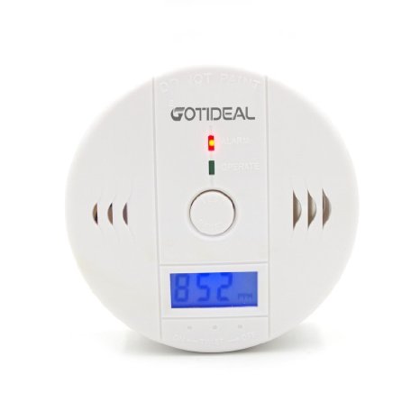 Gotideal Carbon Monoxide Detector and Carbon Monoxide Alarm with Digital LED DisplayBest CO Detector and CO Alarm Battery Operated - Color White