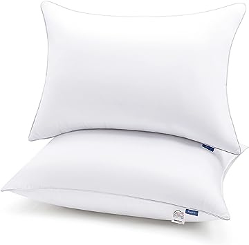 CozyLux Pillows Queen Size Set of 2, Hotel Quality Bed Pillows for Sleeping 2 Pack, Cooling Pillows for Side Back and Stomach Sleepers, Down Alternative Luxury Soft Supportive Fluffy Pillows (18x28)