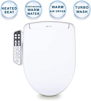 Lotus Hygiene Systems ATS-500 Advanced Smart Toilet Seat Bidet, Heated Seat and Temperature Controlled Wash, Warm Air Dryer, White with 1 Years Warranty