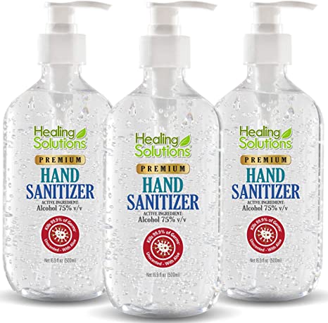Hand Sanitizer Gel (3 Pack x 16.9oz) - 75% Alcohol - Kills 99.99% of Germs - Scent Free Antibacterial Gel with Vitamin E & Aloe for Moisturizing