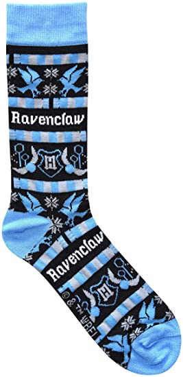 Harry Potter Ravenclaw Ugly Sweater Pattern Crew Christmas Socks