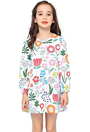 Girls Cotton Longsleeve Party Dresses Special Occasion Cartoon Print by Fiream