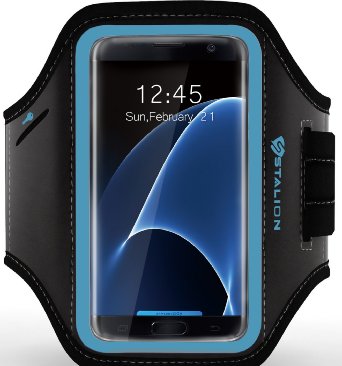 Galaxy S7 Edge Armband: Stalion® Sports Running & Exercise Gym Sportband (Cyan Blue) Water Resistant   Sweat Proof   Key Holder   ID / Credit Card / Money Holder