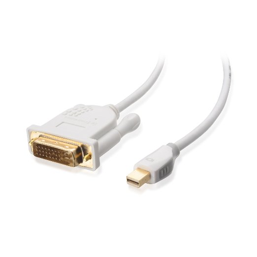 Cable Matters Gold Plated Mini DisplayPort Thunderbolt Port Compatible to DVI Cable in White 6 Feet