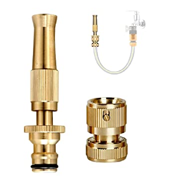 Dramm Brass Nozzle Water Spray Gun Water Jet Hose Nozzles Hose Pipe Spray Gun SUITABLE for 1/2" Hose Pipe For Gardening And Washing (Without Hose Pipe) (1/2 inch PRIME)