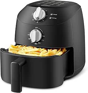 COMFEE' Compact 2.2 Quart Air Fryer with 12 Menu Options, Adjustable Timer & Temperature Control 180-400 degrees F, Dishwasher-Safe Nonstick Fry Basket with Stainless Steel Finish