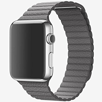 Smart Watch Replacement Band Straps 42mm Compatible For Apple iWatch, Synthetic Leather Sponge Magnetic Loop for Watch Series 1 and 2 (Grey 42mm)