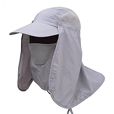 Summer Sun Hat By Page One,360°Outdoor Sun Protection Fishing Hat With Removable Neck&Face Flap Cover,UPF 50  Cap For Men And Women
