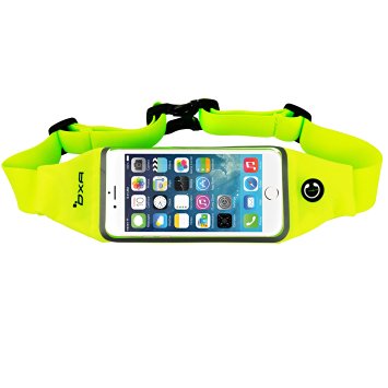OXA Running Belt Waist Bag - Sweatproof Reflective Sports Waist Pack with Clear Touch Screen Window - Adjustable Belt and Earbud Jack for iPhone 6 Plus/6S Plus (5.5"), Samsung S5/S6/Note 3/4/5 (Green)