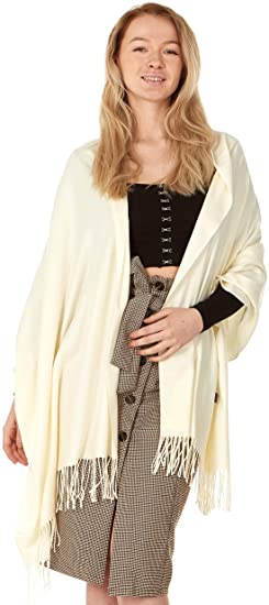 Cashmere & Class Large Soft Cozy Cashmere Pashmina Woven Scarf Wrap Womans Warm Shawl Stole  Gift Box