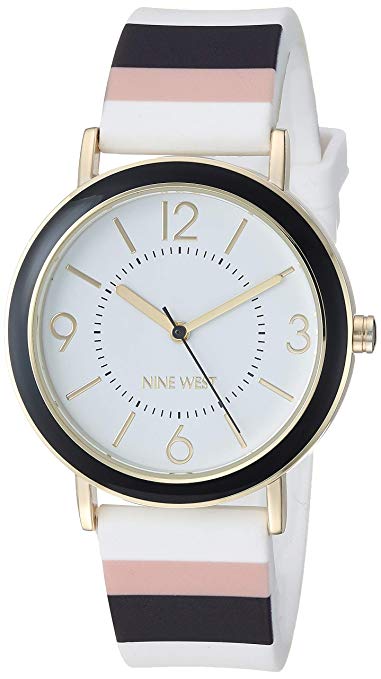 Nine West Women's Multicolor Striped Silicone Strap Watch