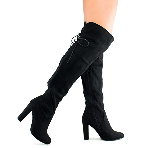Premier Standard - Women's Thigh High Stretch Boot - Trendy High Heel Shoe - Sexy Over The Knee Pullon Boot - Comfortable Easy Heel