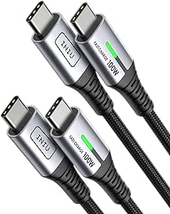 INIU USB-C-Kabel, 100 W, PD, 5 A, QC 4.0, schnelles Aufladen, USB-C auf USB-C-Ladegerät, 2 Stück (2 m   2 m), Nylon-geflochtenes Typ-C-Datenkabel für Samsung S20 , S10, S9