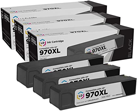 LD Remanufactured Ink Cartridge Replacement for HP 970XL CN625AM High Yield (Black, 3-Pack)