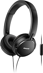 Philips Wired On-Ear Headphones with Microphone Extra Bass Black (SHL5005)