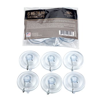 Holiday Joy® - WORLD'S STRONGEST All Purpose 1-3/4-Inch Suction Cups with Hooks - Made in USA (Medium - 6 Pack)