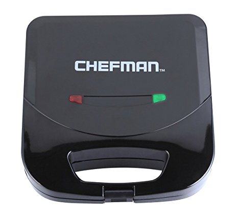 Chefman Sandwich Maker / Panini Press, Cool-To-Touch Handles and Non-Stick Cooking Surface, Black - RJ01-B