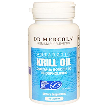 Dr. Mercola Antarctic Krill Oil - 60 Capsules - 2 Bottles - 1000MG Omega 3 Supplement With EPA DHA Phospholipids & Astaxathin - Odorless & Mercury Free - For Brain, Joint & Heart Health