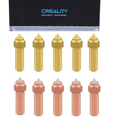 Creality 10PCS Brass M6 Nozzles for K1, 3D Printer Parts High Speed and High Flow 0.4mm Brass Nozzles Kit for Creality K1, K1 Max, CR-M4