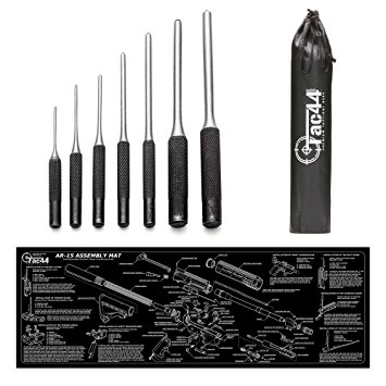 AR-15 Rifle Cleaning Mat & Tool Set | Set of 7 AR-15 Tools | Gun Bench Mat 12"x36" | AR-15 Imprint | M4 Compatible Cleaning Mat & Tools | Perfect Gift for Gun Enthusiasts | Bundle Pack by Tac44