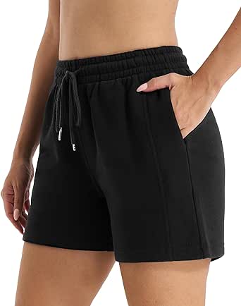 Stelle Women's Drawstring Sweat Shorts Comfy Elastic Shorts Workout Lounge Shorts with Pockets