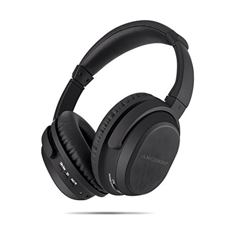 Active Noise Cancelling Wireless Headphones – ANCDEEP ANCONE Over Ear Bluetooth Headsets with Built-in Mic and Carrying case for iPhone/Android /PC(Black)