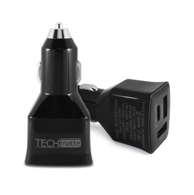USB Type C Car Charger TechMatte 45W Tri-Port USB Rapid Car Charger with Quick Charge Technology for Nexus 5X and 6P 5V3A