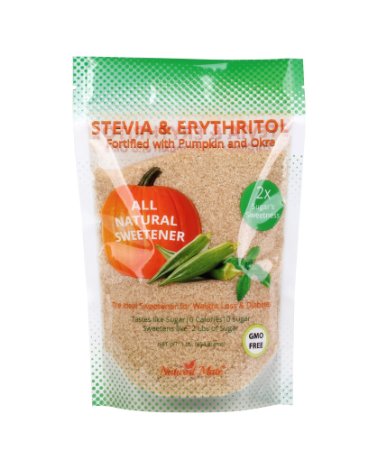 Natural Mate Granular Sweetener, Stevia and Erythritol (Fortified with Pumpkin and Okra), 1 Pound, (Pack of 3)