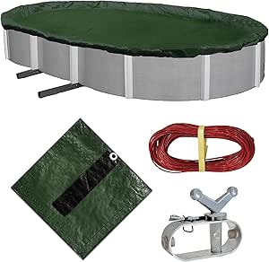 Blue Wave BWC836 Silver 12-Year 21-ft x 41-ft Oval Above Ground Pool Winter Cover,Forest Green