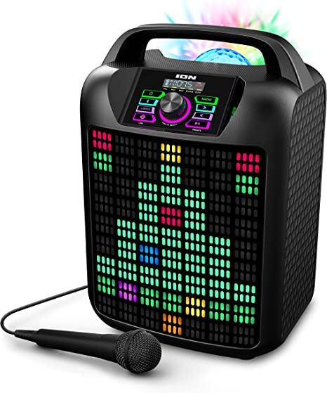 ION Party Rocker Max Portable Bluetooth Party Speaker with Karaoke Microphone Lights and Radio for Halloween, Christmas, NYE - Powerful 120W PA Speaker