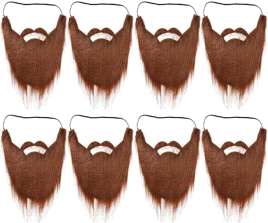 ikasus Halloween Fake Beard Mustaches Costume Whiskers Facial Hair Disguise Accessories with Adjustable Elastic Rope for Males, Costume Party,Performance Photography Props Brown