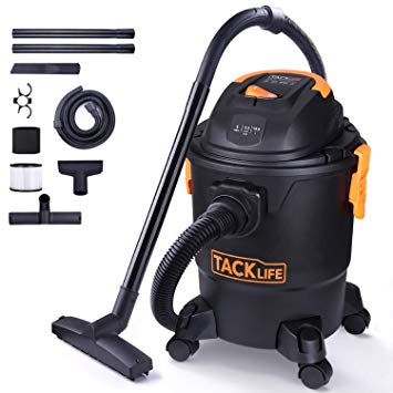 TACKLIFE Wet Dry Vacuum, 5 Gallon 5.5 Peak Hp Shop Vac with Couch Suction, Crevice Tool, Floor Brush for Houses, Garages and Cars