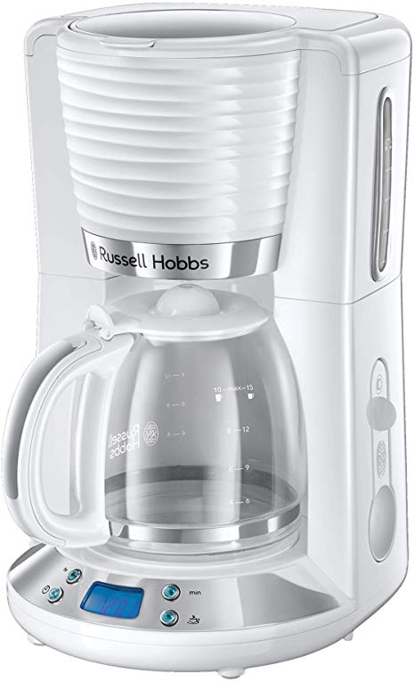 Russell Hobbs 24390 Inspire Filter Coffee Machine, 1.25 Litre Carafe (10 Large Cups), High Gloss White with Chrome Accents, 1100 W, 1.25 liters