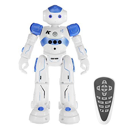 RC Robot,REALACC USB Charging Dancing Gesture Control Robot Toy (Blue)