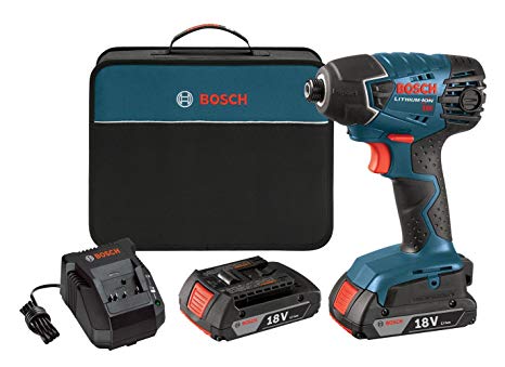 Bosch 25618-02 18-Volt Lithium-Ion 1/4-Hex Impact Driver Kit with 2 Batteries, Charger and Bag