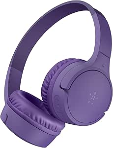 Belkin SoundForm Mini - Wireless Bluetooth Headphones for Kids with 30H Battery Life, 85dB Safe Volume Limit, Built-in Microphone - Kids On-Ear Earphones for iPhone, iPad, Fire Tablet & More - Purple