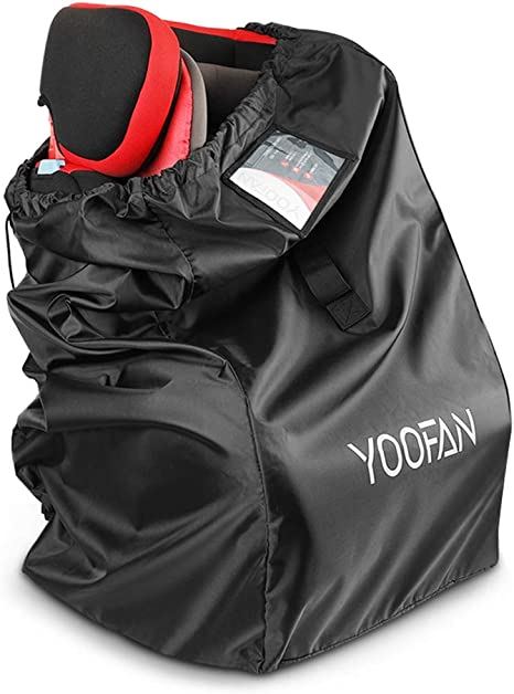 YOOFAN Gate Check Bag,Travel Backpack with Shoulder Straps for Stroller,Car Seats,Pushchairs,Boosters,Infant Carriers and Wheelchairs,Waterproof - Great for Airplane,Saving Money and Storage(Black)