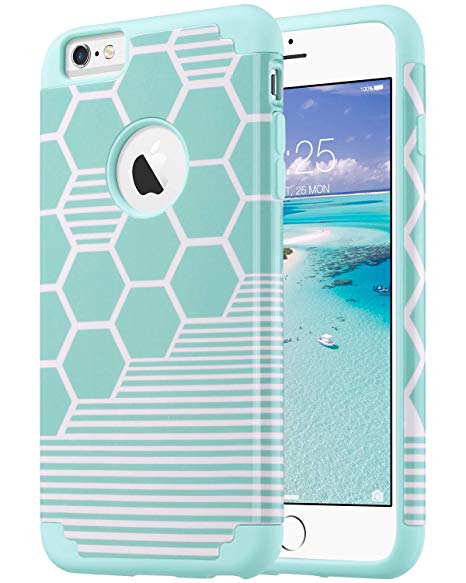 ULAK Slim Case for iPhone 6 Plus / 6S Plus 5.5 inch, Dual Layer Soft Silicone and Hard Back Cover Anti Scratches Bumper Protective Cover for Apple iPhone 6 Plus/6S Plus 5.5 inch (Honey Comb Stripes)