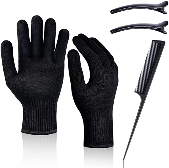Heat Resistant Gloves Heat Proof Glove IKOCO 2Pcs Mitts for Hair Styling Curling Iron Flat Iron and Curling Wand Hot-Air Brushes,Universal Fit Size