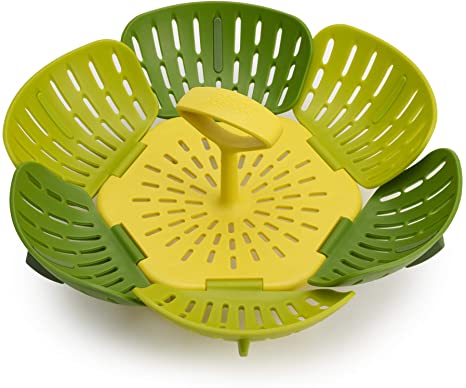 Joseph Joseph 45030 Bloom Steamer Basket Folding Non-Scratch BPA-Free Plastic and Silicone, Green