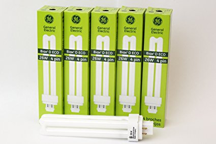 GE Biax D ECO 26W 4 Pin Compact Flourescent Lamp Bulb (5 Pack) F26DBX/835/ECO4P, Fully compatible with: PL-C 26W/835/4P, CCF26DD/E/835, F26DBX/SPX35/4P