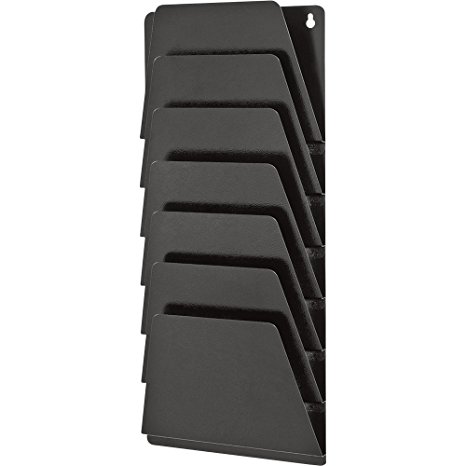 Buddy Products Mirage 7 Pocket Wall Rack, Steel, 2 x 21.5 x 9.5 Inches, Black (4810-4)