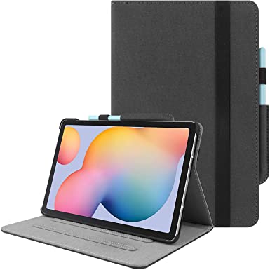 KuRoKo Galaxy Tab S6 lite 10.4 Book Folio Case with Pen Holder- Multi-Viewing Angles Stand Cover with Handstrap for Galaxy Tab S6 lite 10.4 SM-P610/P615 (Black)