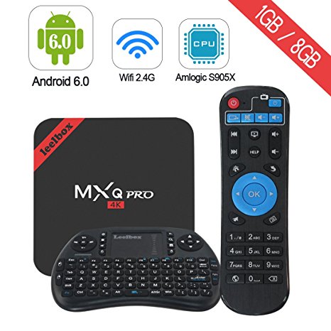 [Pure version] Leelbox MXQ PRO Android 6.0 TV Box with Mini Keyboard ,2017 Android TV Box Andriod 6.0/64Bit/Amlogic S905X Quad Core 1 8GB tv box